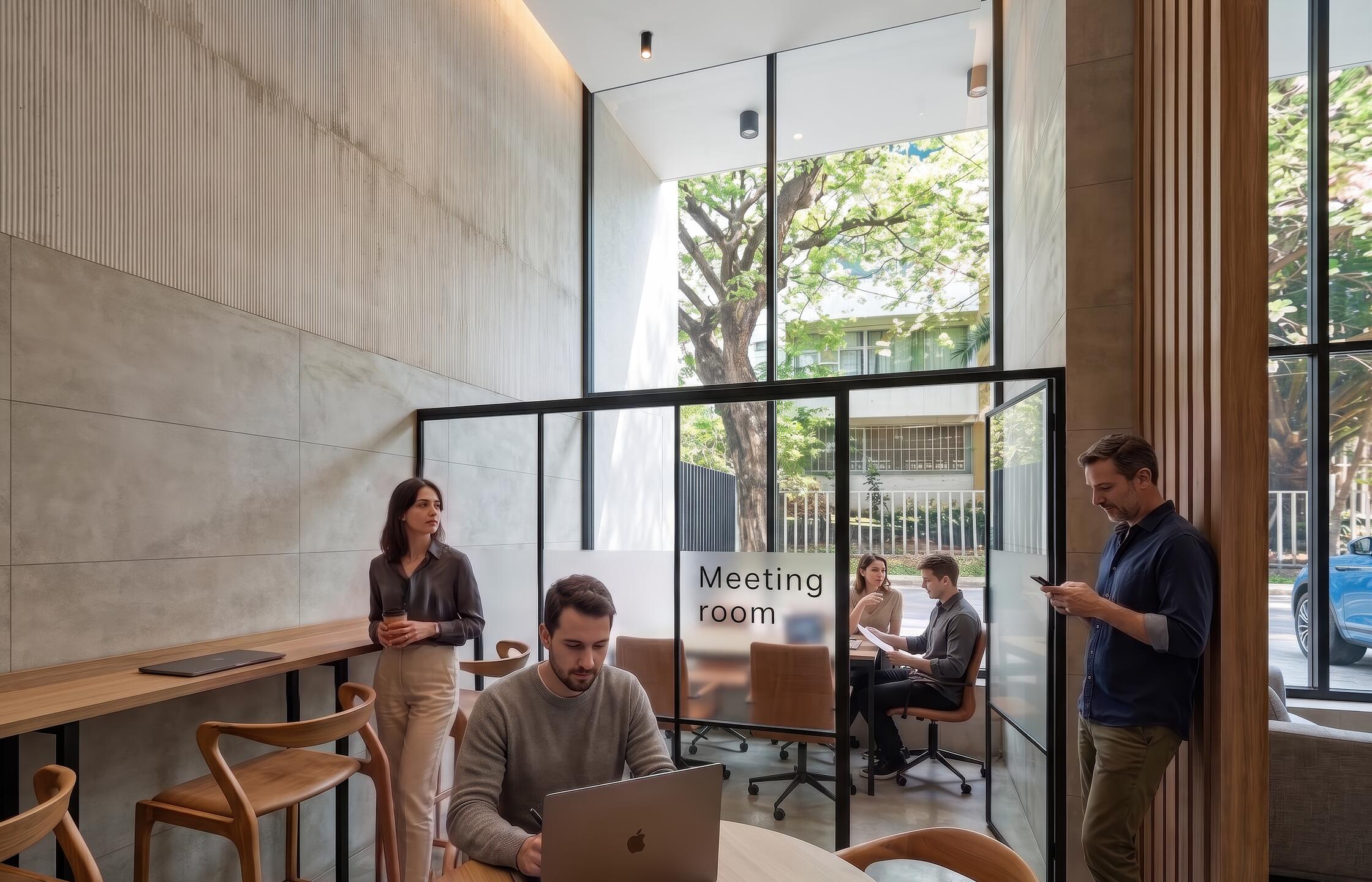 Sala de cowork con salas de reunión, Edificio Cumbre