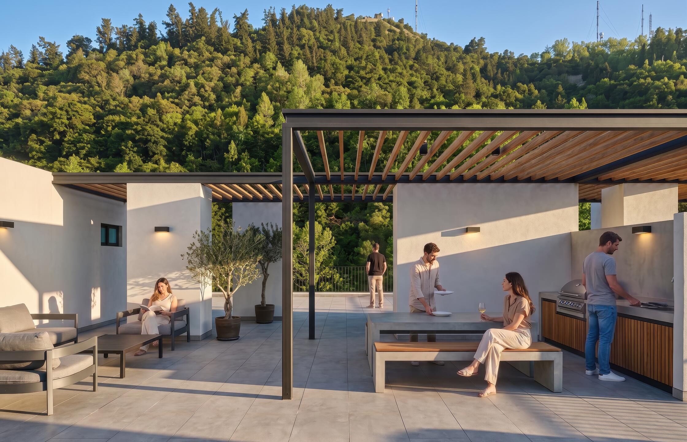 Quincho y terraza con vista al Cerro San Cristóbal, Edificio Cumbre